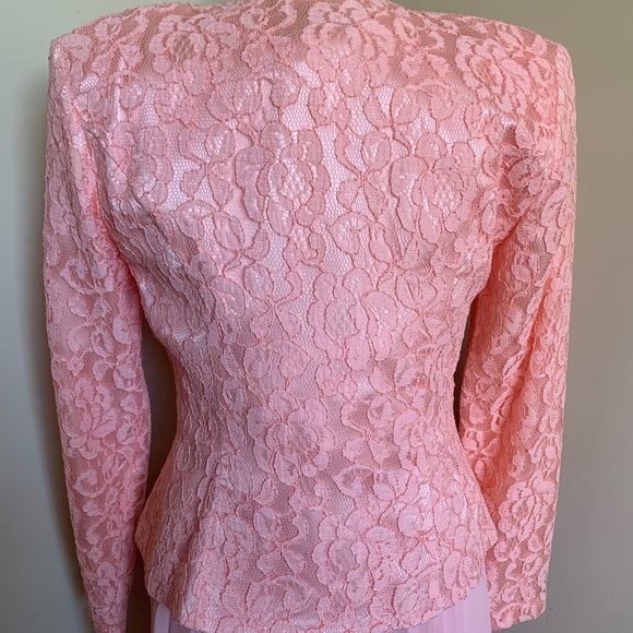 80s Soft Pink Pleated Skirt and Sequinned Lace Bolero set - Picture 6 of 9